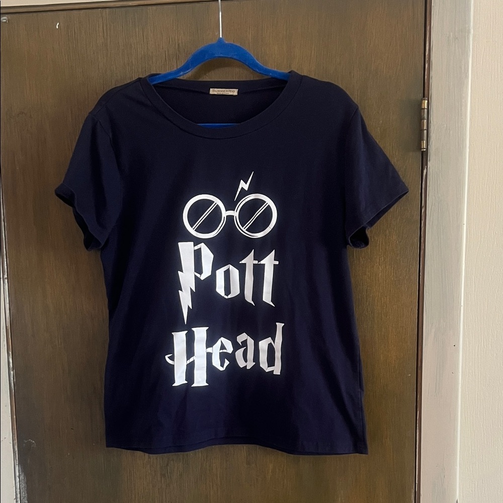 Harry Potter "Pott Head" Summer Rio Graphic Tee - Dark Blue Size Large